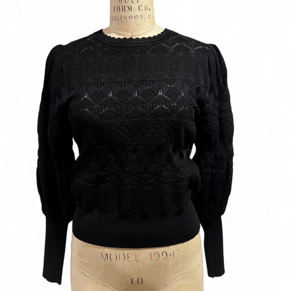 NWT Zara Black Lace Knit Sweater size M